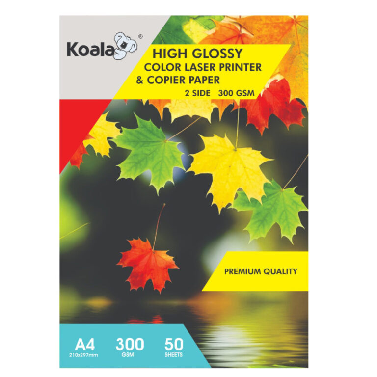 کاغذ چاپ گلاسه لیزری کوالا (300 گرمی A4 بسته 50 عددی)